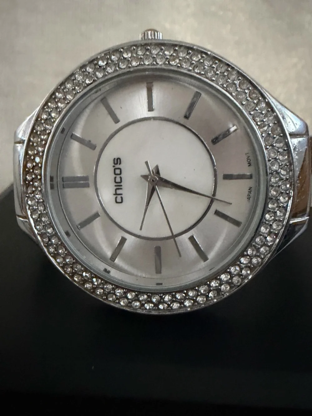 Chico's Silver-Tone Crystal Bezel Women's Watch